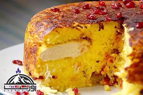 ته چین مرغ و بادمجان