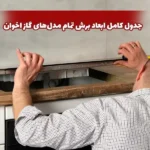 جدول کامل ابعاد برش تمام مدل‌های گاز اخوان